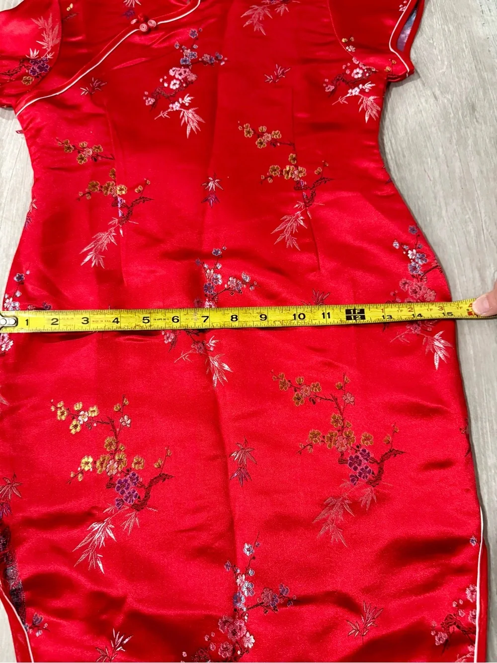 Vintage Ceasar Children’s Red 100% Silk Floral Qipao Cheongsam Dress Size 12